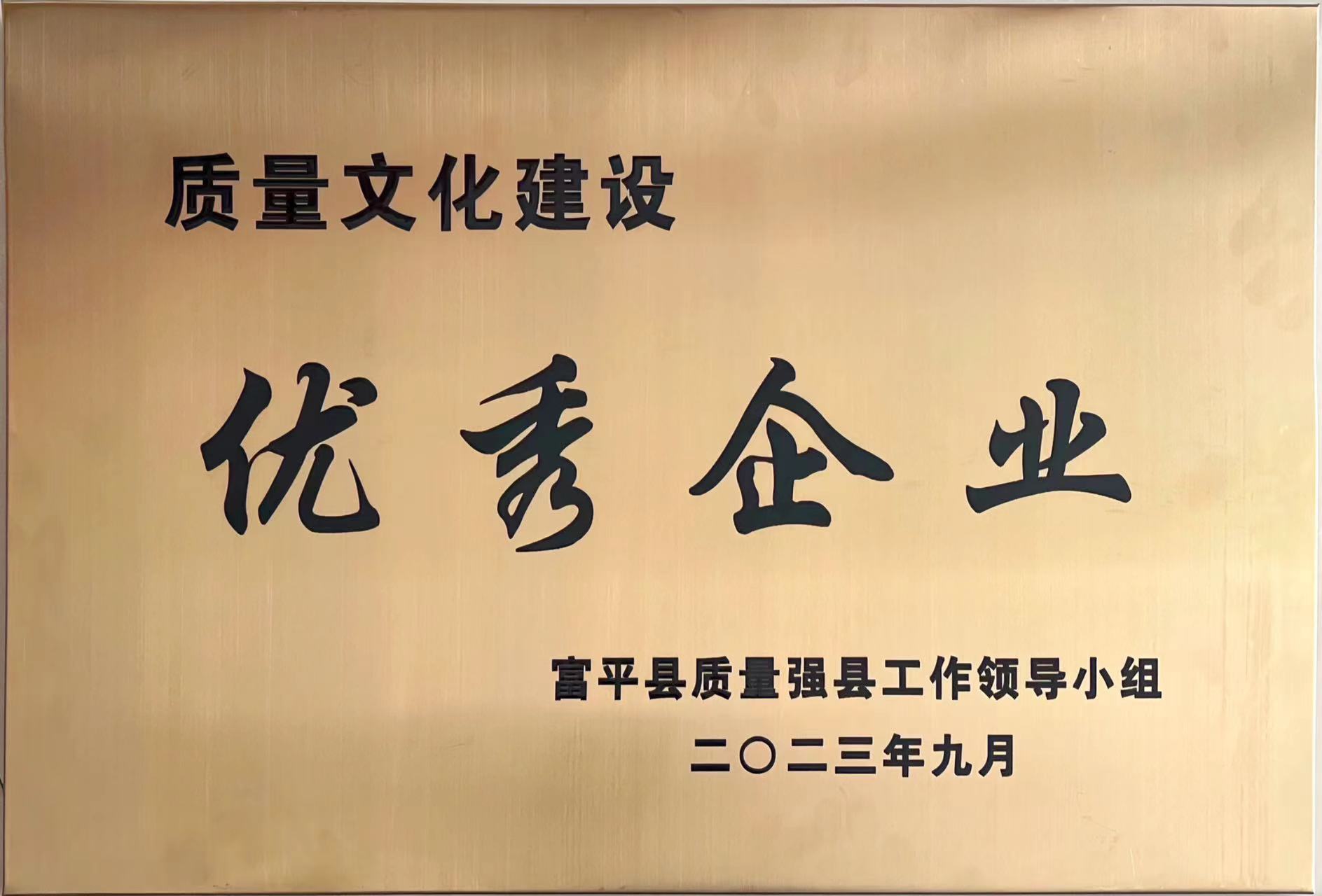 贊！富平公司喜獲富平縣“質(zhì)量文化建設(shè)優(yōu)秀企業(yè)”稱號