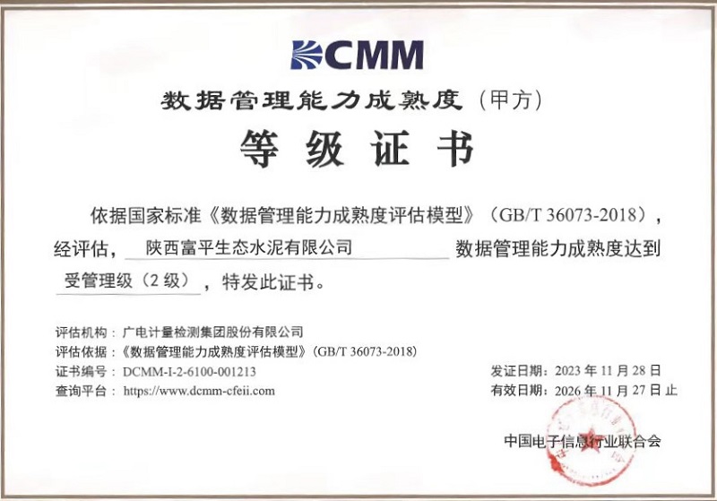 富平公司喜獲DCMM二級認(rèn)證